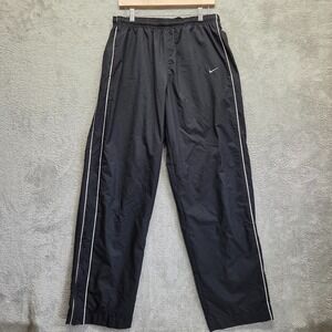 Vintage Nike Windbreaker Pants Mens Large Black Straight Baggy Ankle Zip Lined